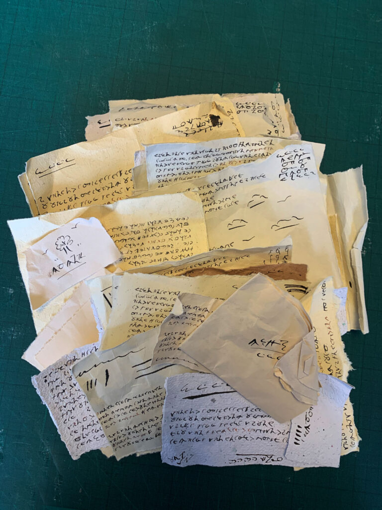 Dungeons & Dragons notes and sketches on parchment