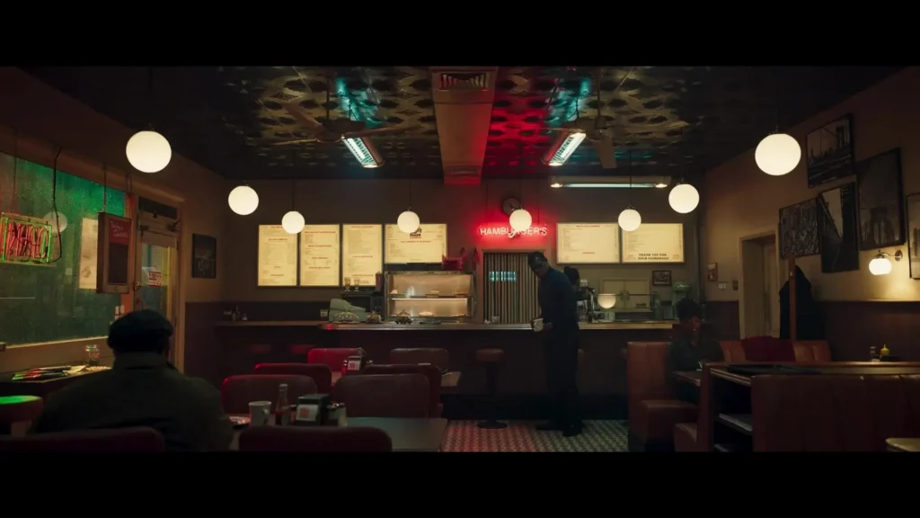 Characters in a diner during Secret Invasion