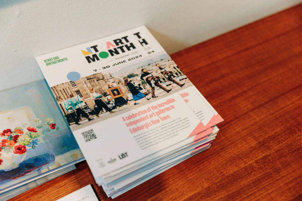 New Town Art Month poster with dates 7-30 June 2024 and Bathbones artwork.