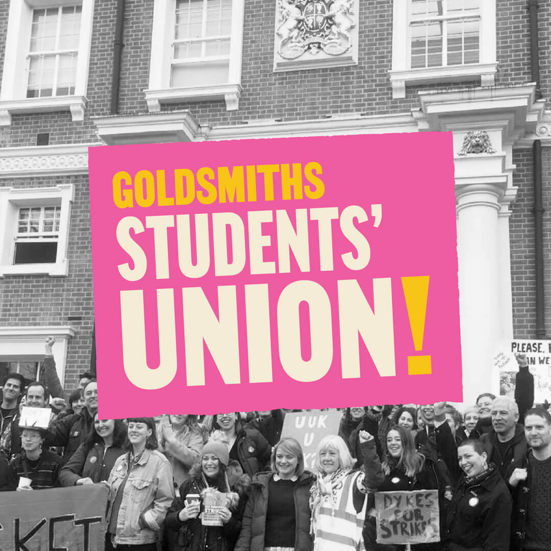 Goldsmiths Students' Union rally with protest banners and crowds