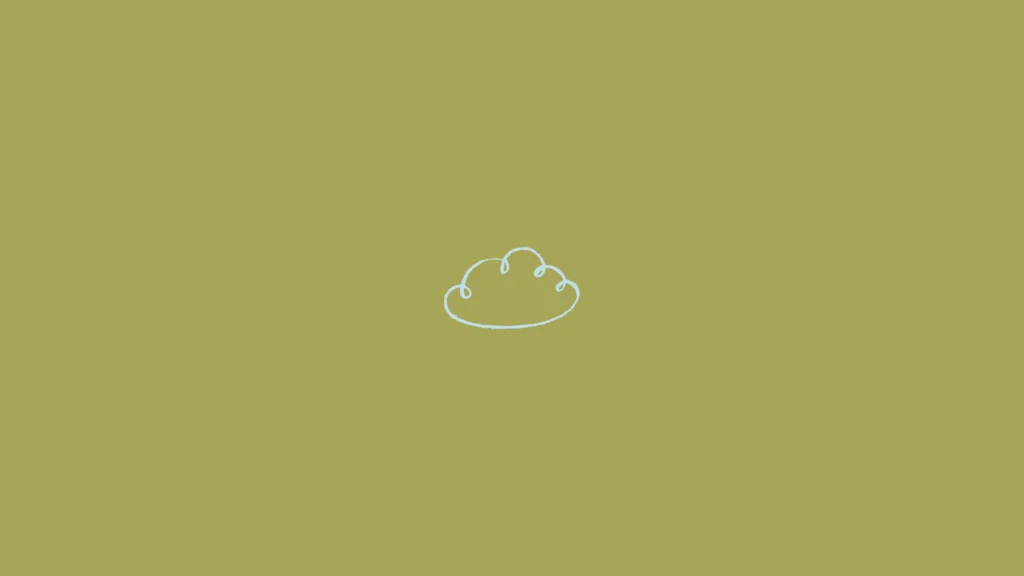 Minimalist illustration of a white cloud outline on a muted green background.