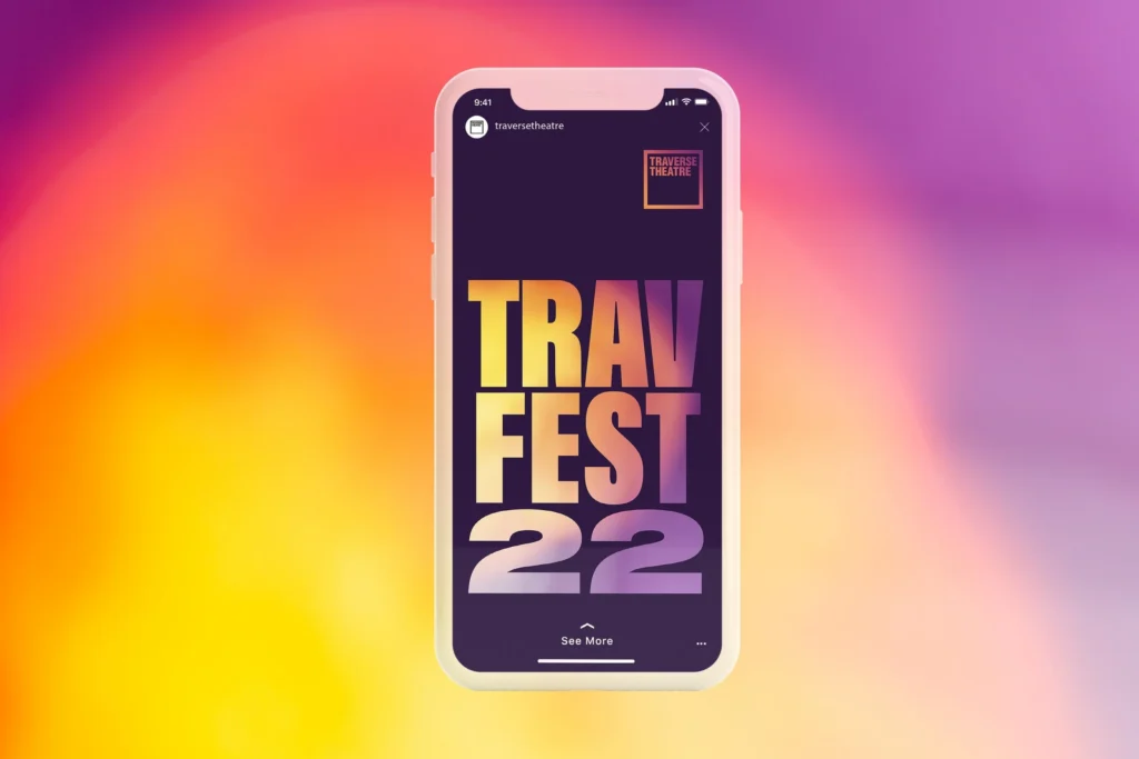 TravFest 2022 graphic on a phone screen with colorful background