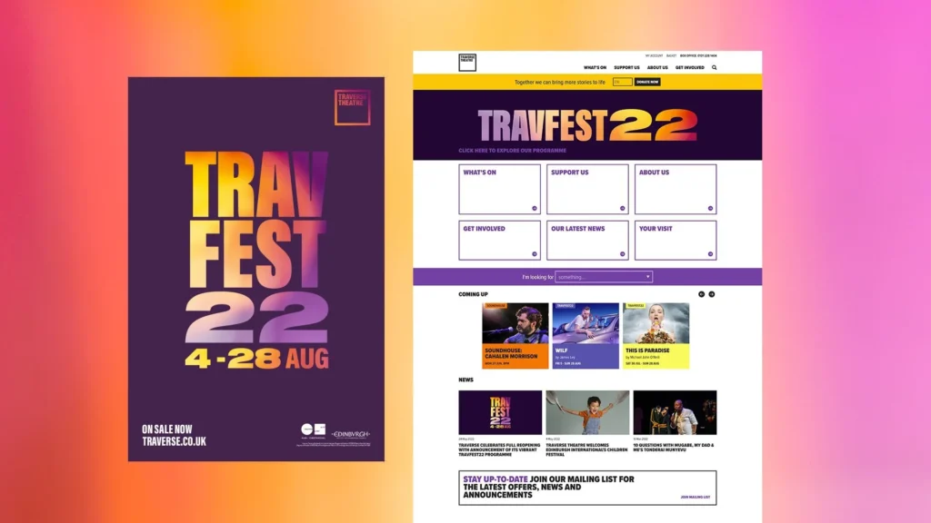 TravFest 2022 poster and website with theatre performances