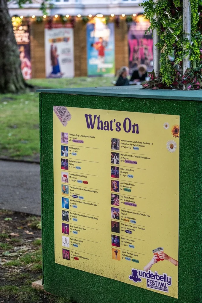 Underbelly Festival What's On guide with show listings for Cavendish Square.