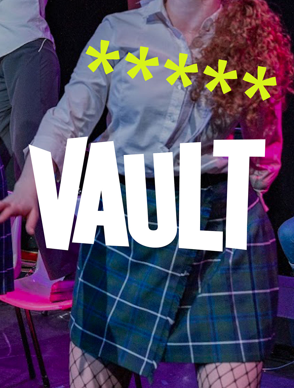 The Vault logo with a person in a school uniform