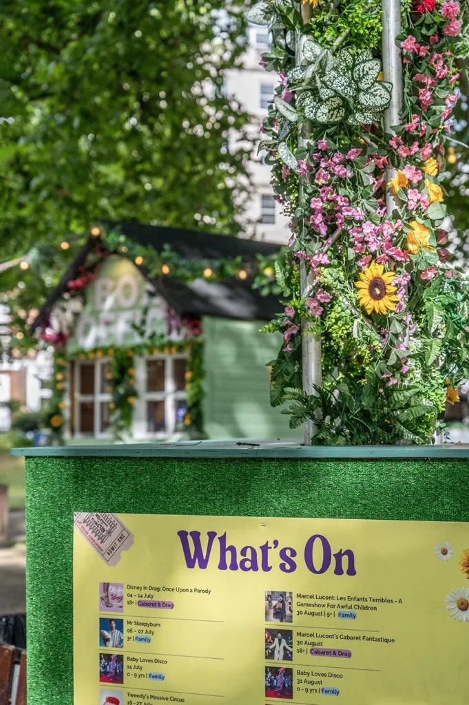 Underbelly Festival poster: "What's On" with show listings for Cavendish Square.