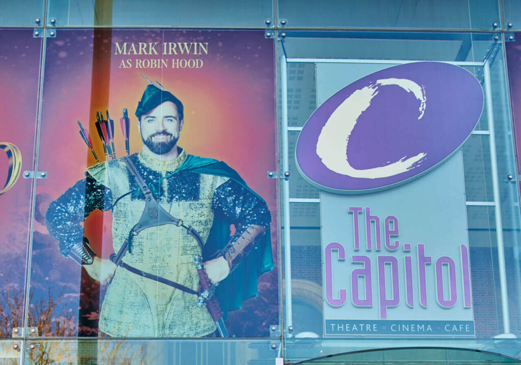 Mark Irwin as Robin Hood poster outside The Capitol theatre