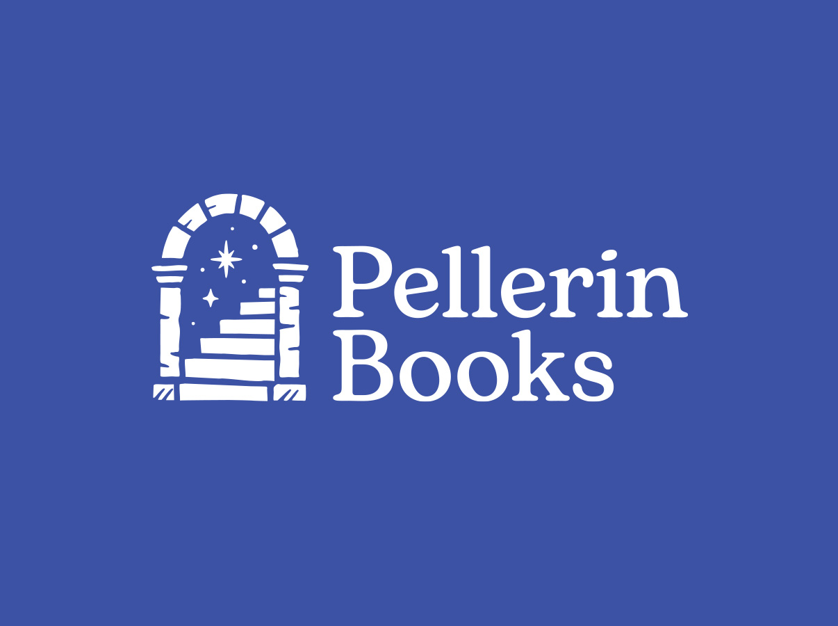 Pellerin Books logo with a white arched doorway and stars on a blue background.